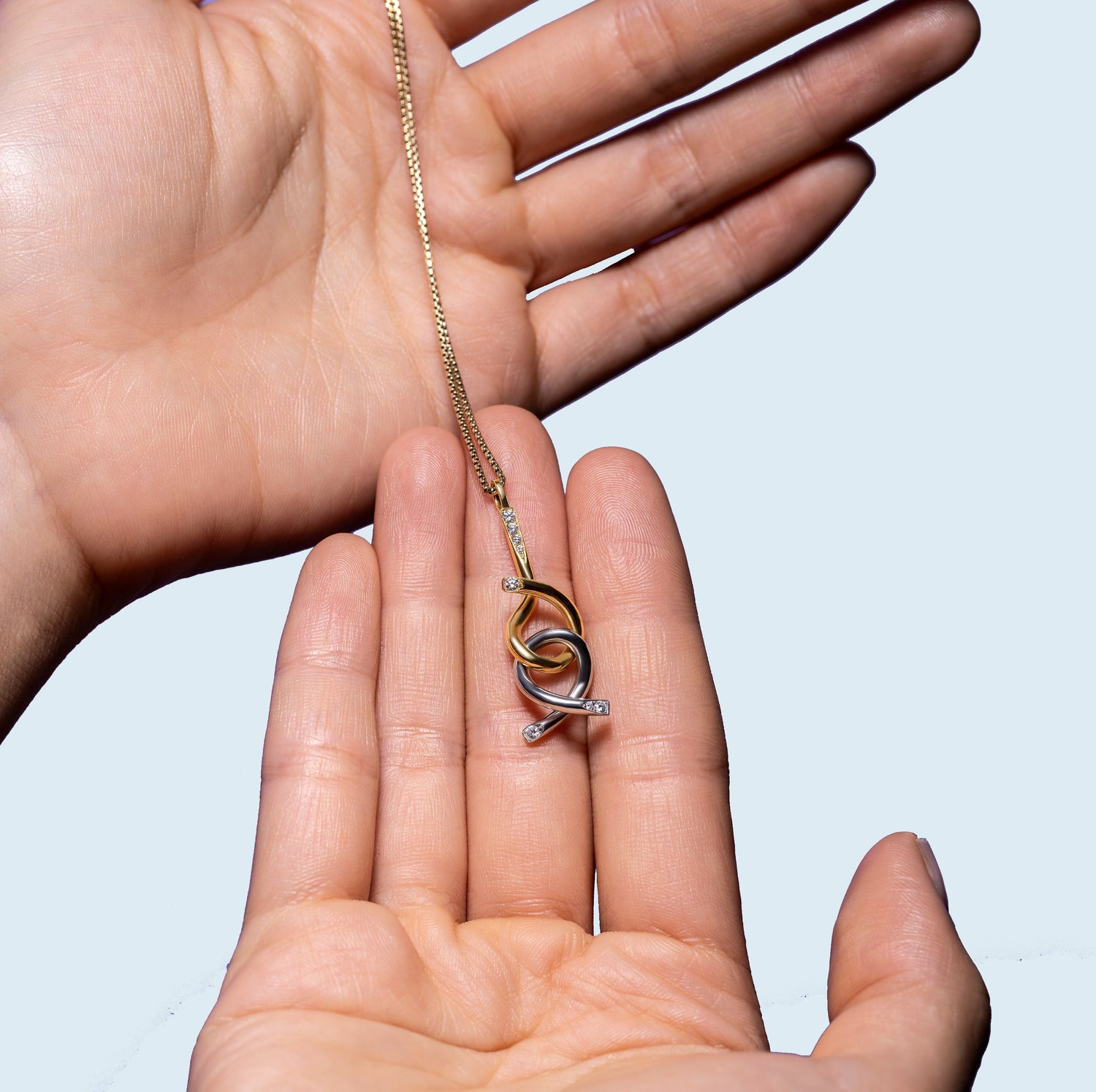 Collection A yellow gold brain teaser necklace S, ethical 18k gold and lab-grown diamond