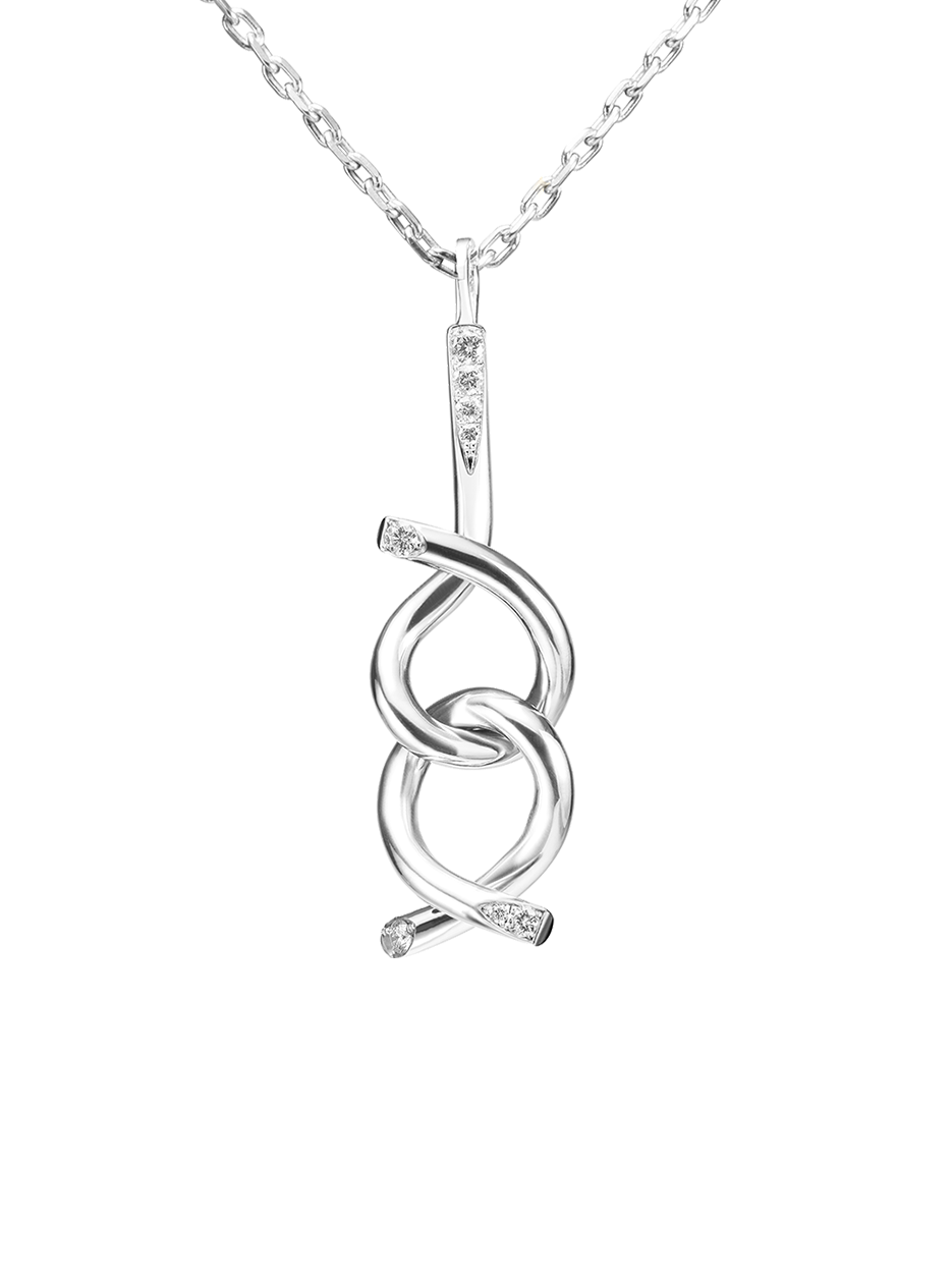 Brain teaser necklace, 18K gold and diamond