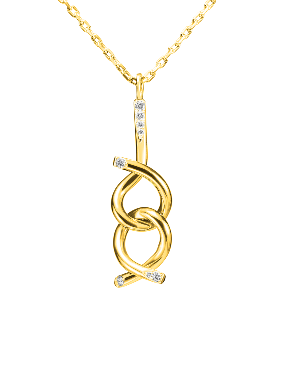 Brain teaser necklace, 18K gold and diamond