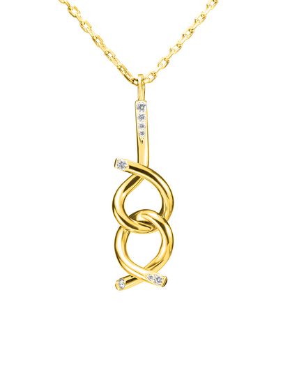 Brain teaser necklace, 18K gold and diamond