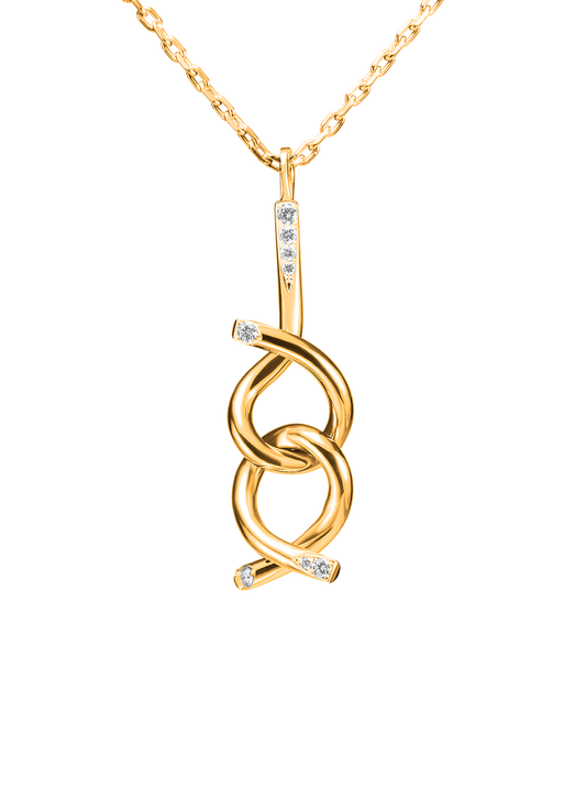 Brain teaser necklace, 18K gold and diamond