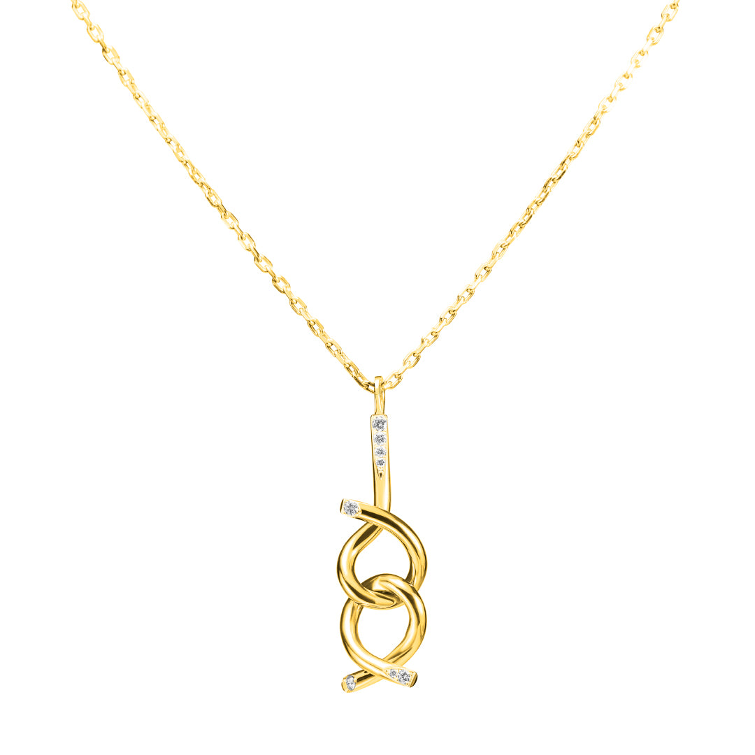 Yellow gold brain teaser necklace S, ethical 18k gold and lab-grown diamond