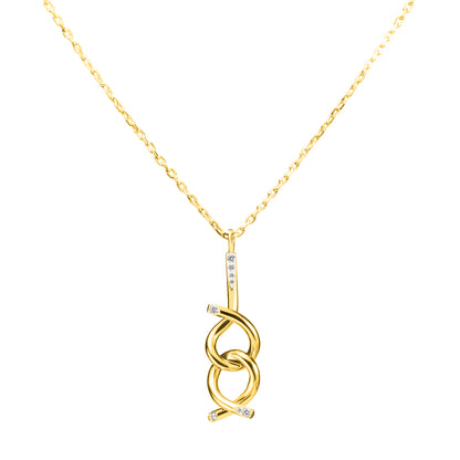 Yellow gold brain teaser necklace S, ethical 18k gold and lab-grown diamond