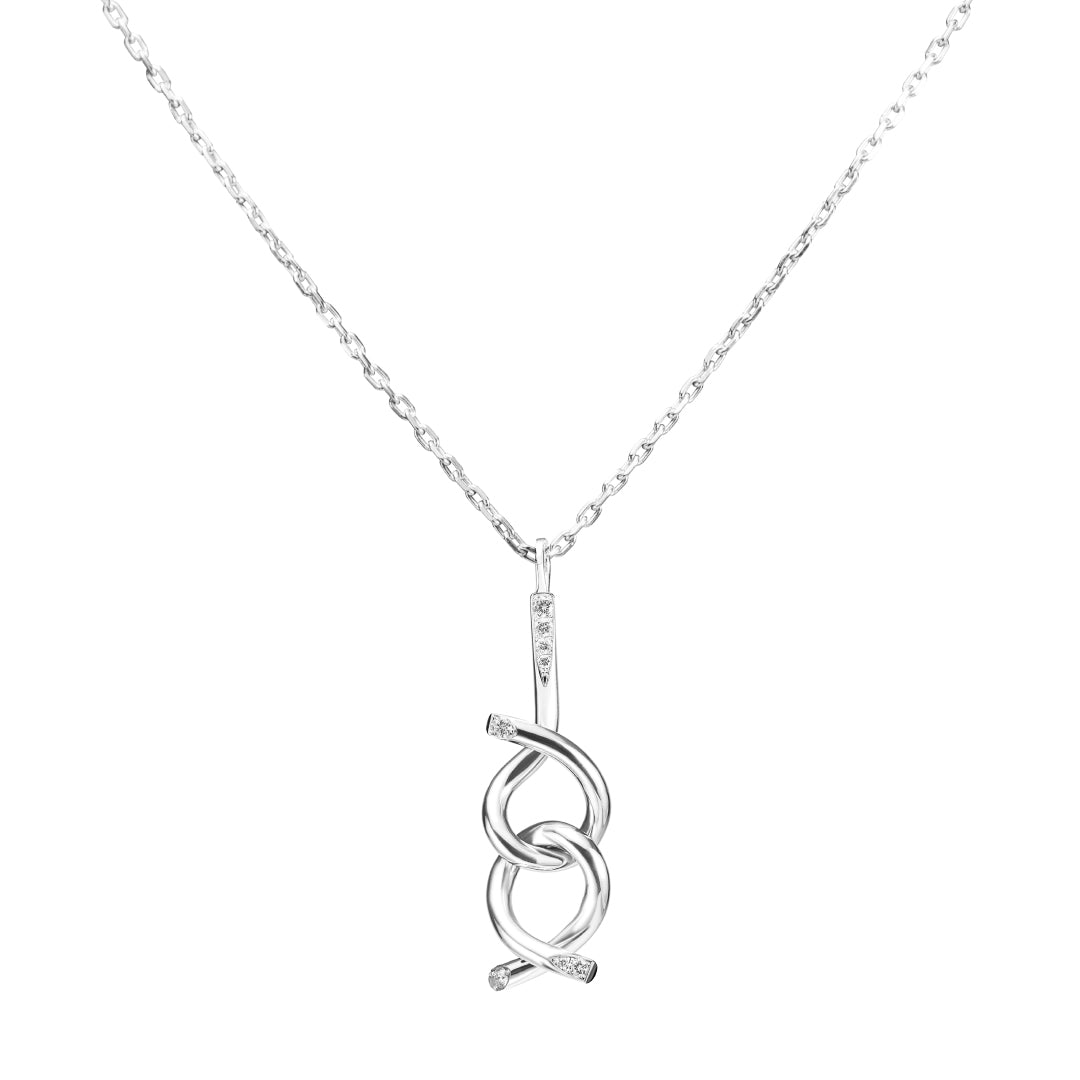 White gold brain teaser necklace S, ethical 18k gold and lab-grown diamond