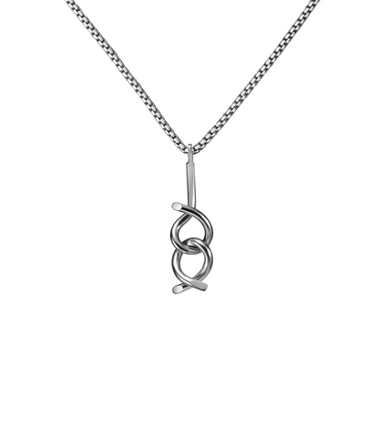 Brain teaser necklace, polished titanium